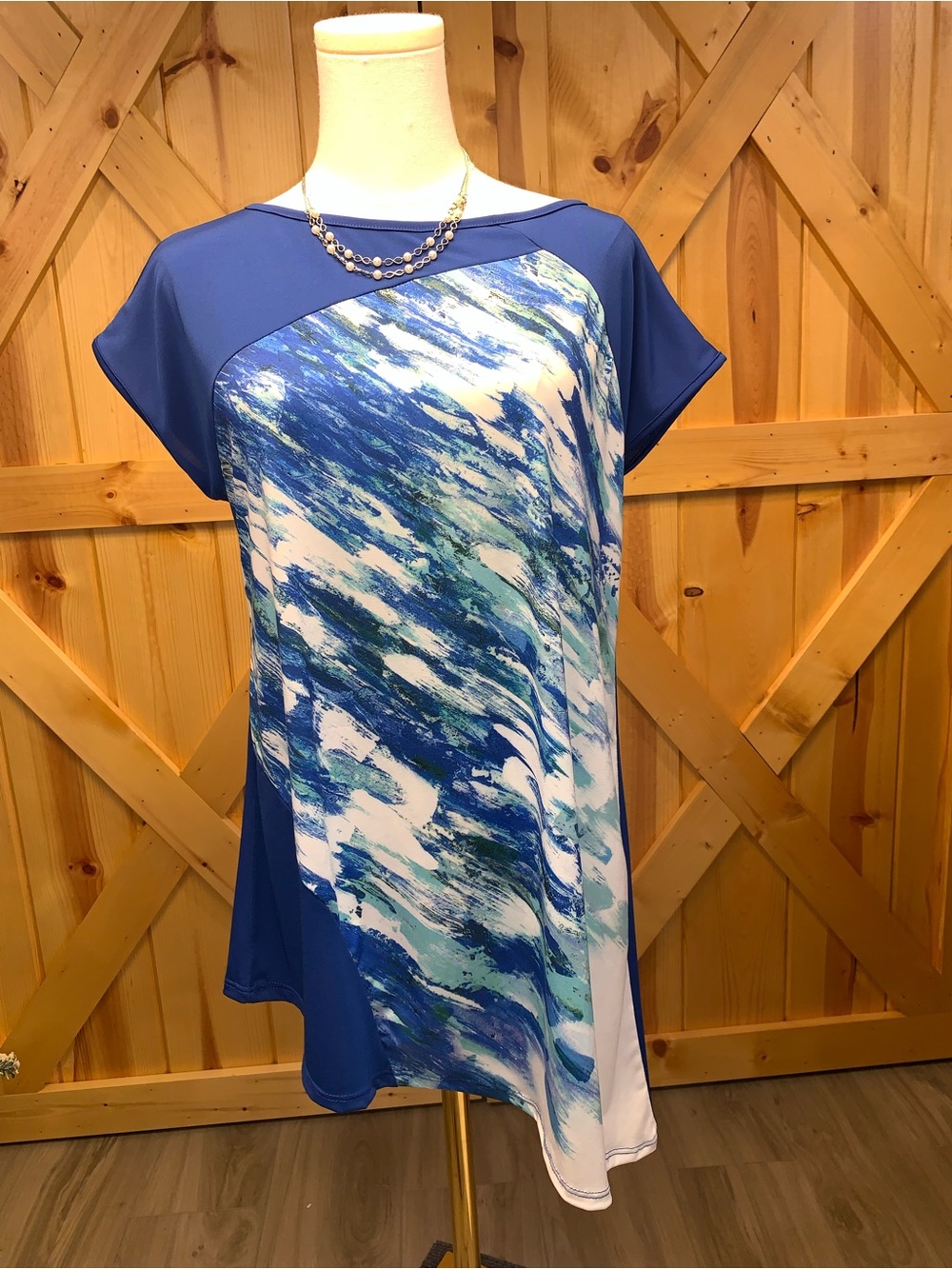 Vtg Y2K Blue S Psychedelic Asymmetrical handkerchief dress Made in USA